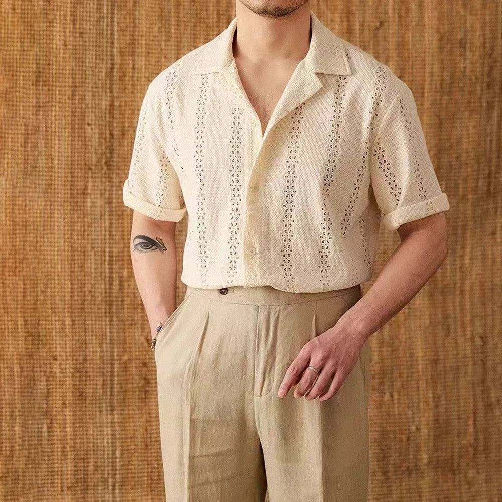 Herre camp collar button-down-skjorte