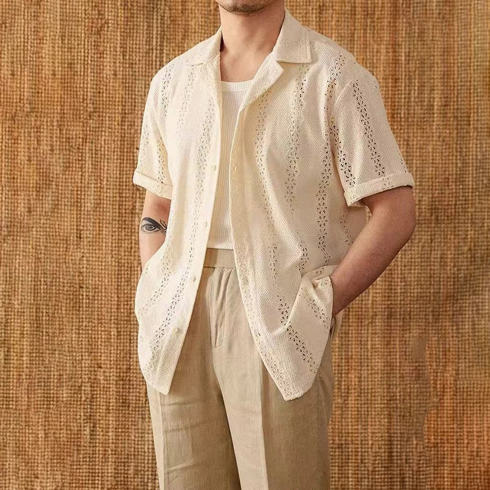 Herre camp collar button-down-skjorte