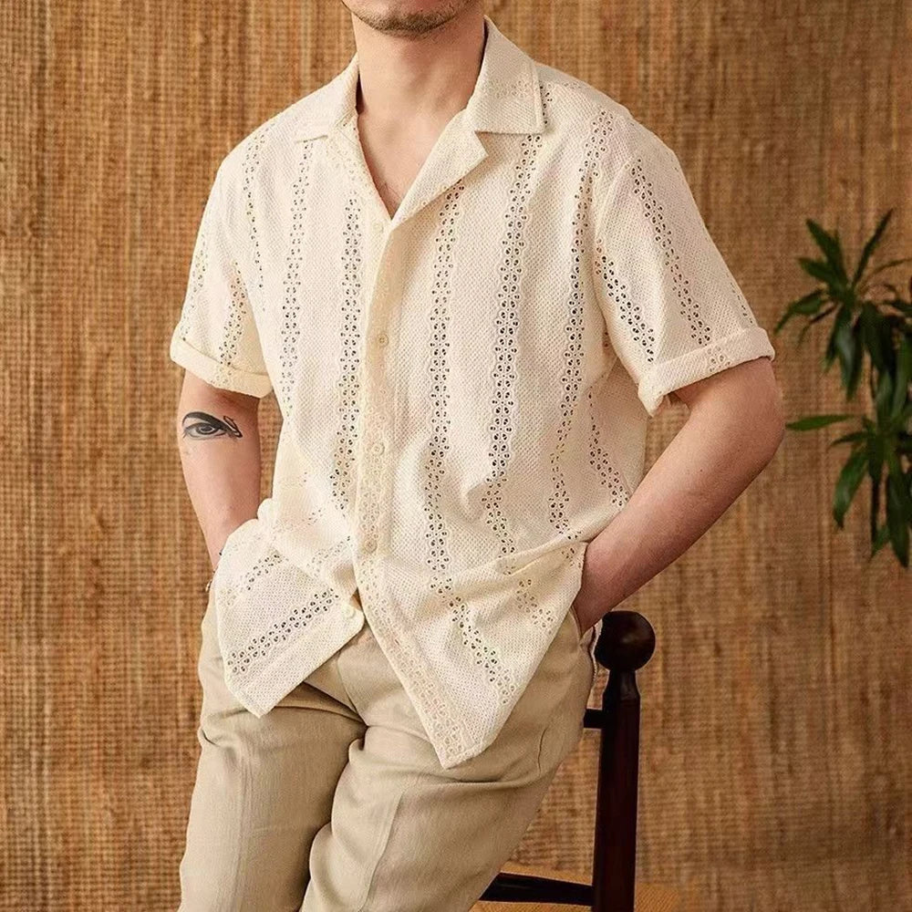 Herre camp collar button-down-skjorte