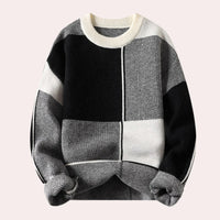 Herre colorblock-striktrøje med rund hals