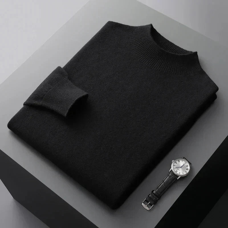 Herre mock neck-striktrøje