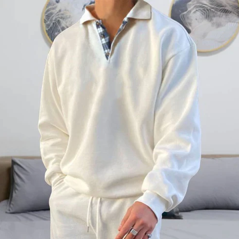 Herre relaxed fit polosweater