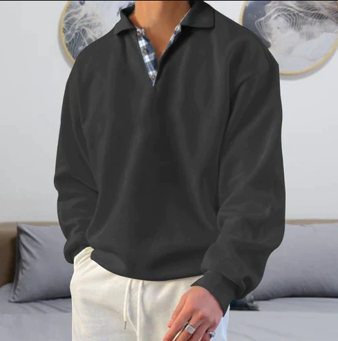 Herre relaxed fit polosweater