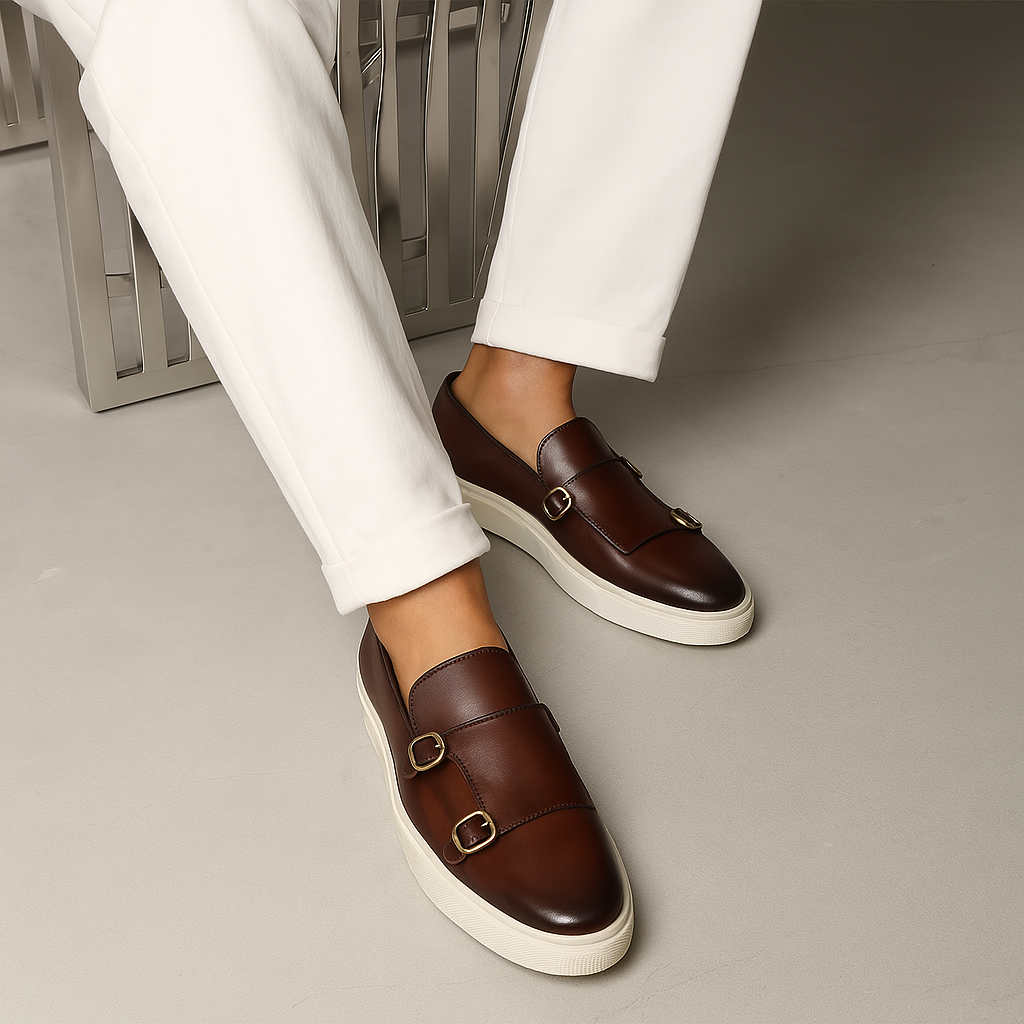 Herre slip-on-sneakers med dobbelt munkespænde
