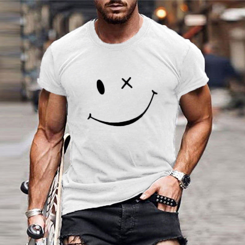 Herre-T-shirt med grafisk smiley