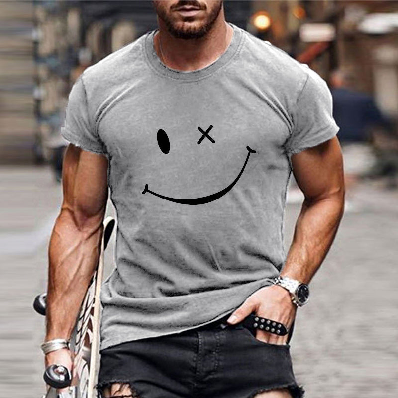 Herre-T-shirt med grafisk smiley