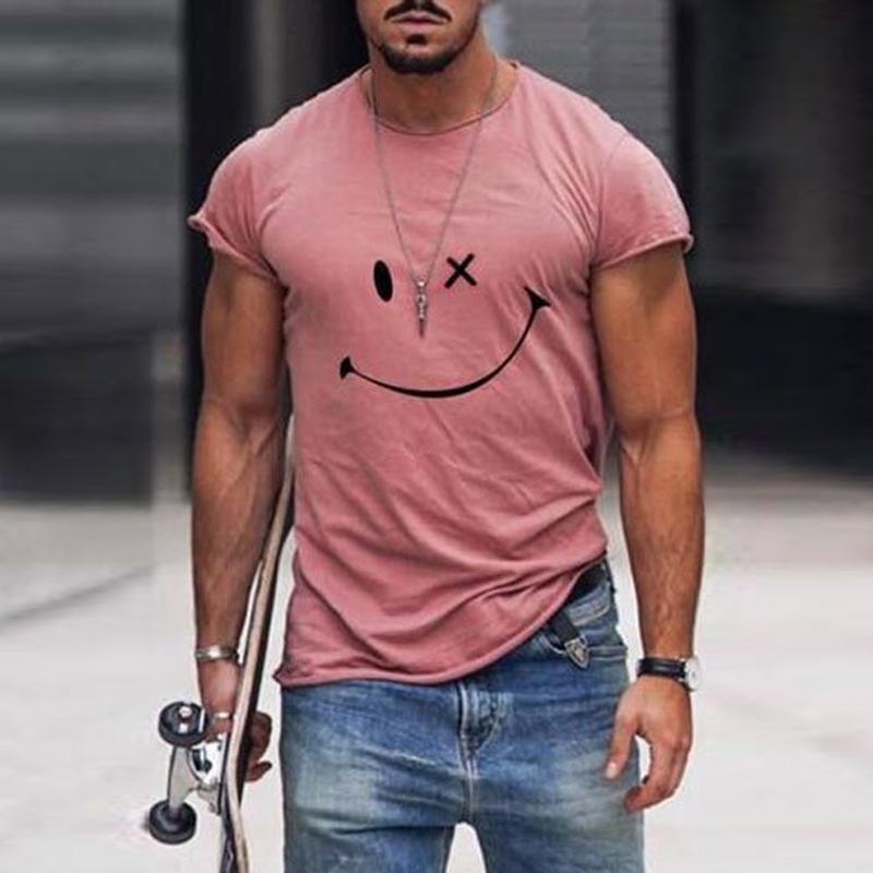 Herre-T-shirt med grafisk smiley