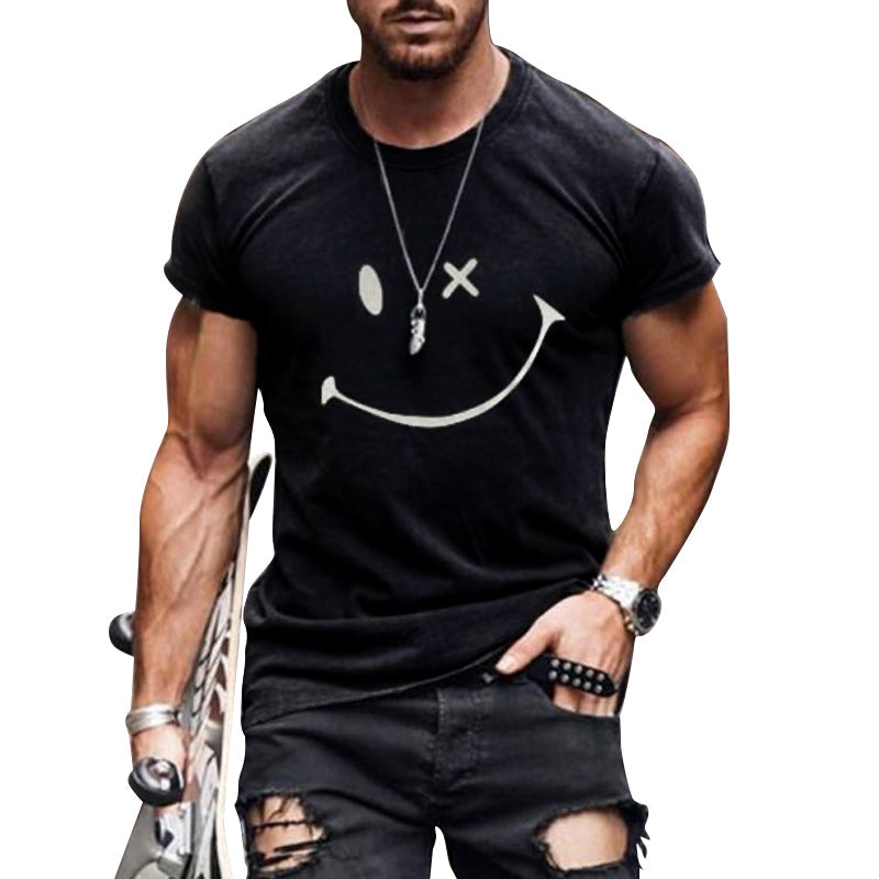 Herre-T-shirt med grafisk smiley