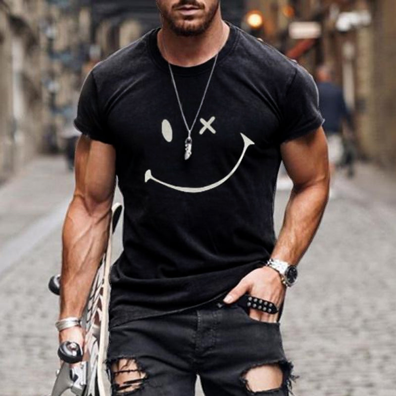 Herre-T-shirt med grafisk smiley