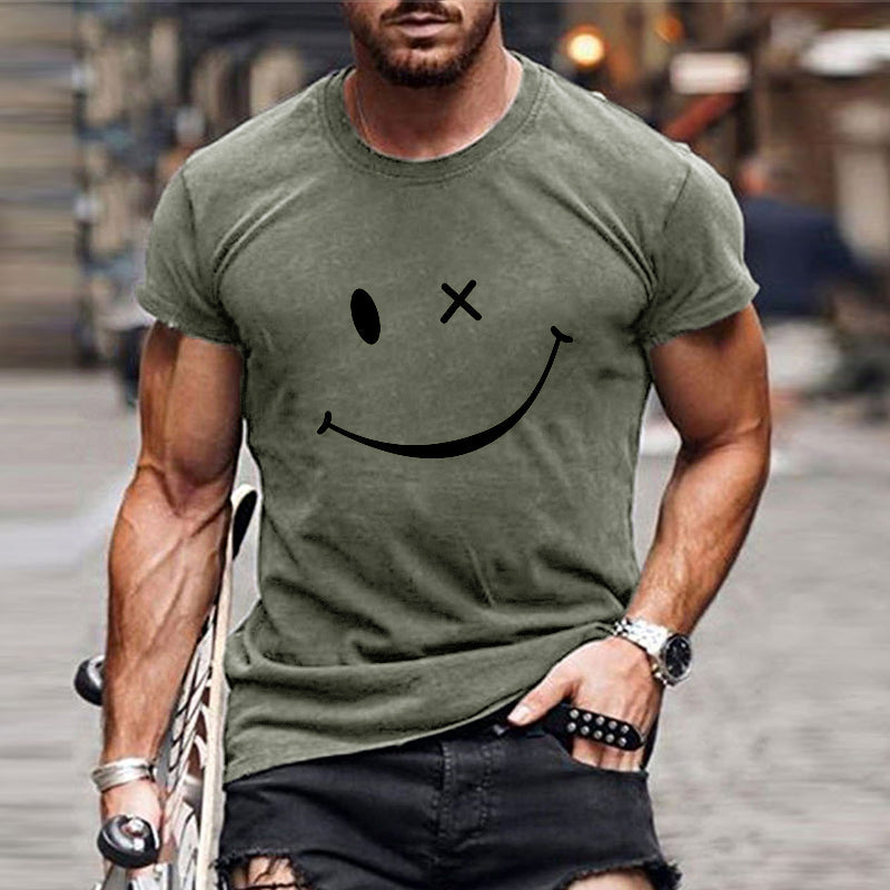 Herre-T-shirt med grafisk smiley