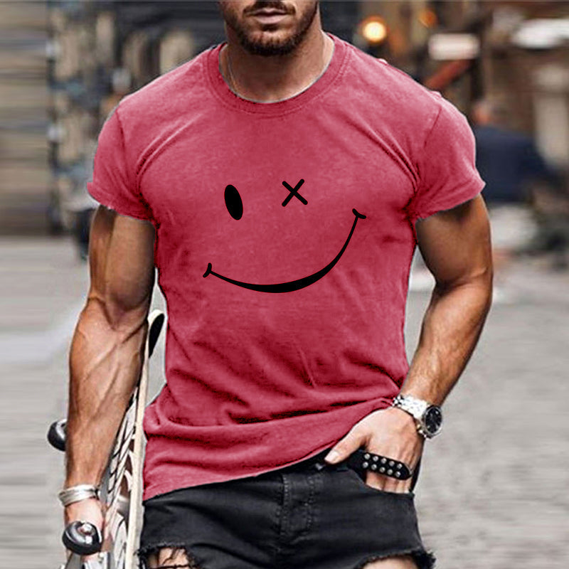Herre-T-shirt med grafisk smiley