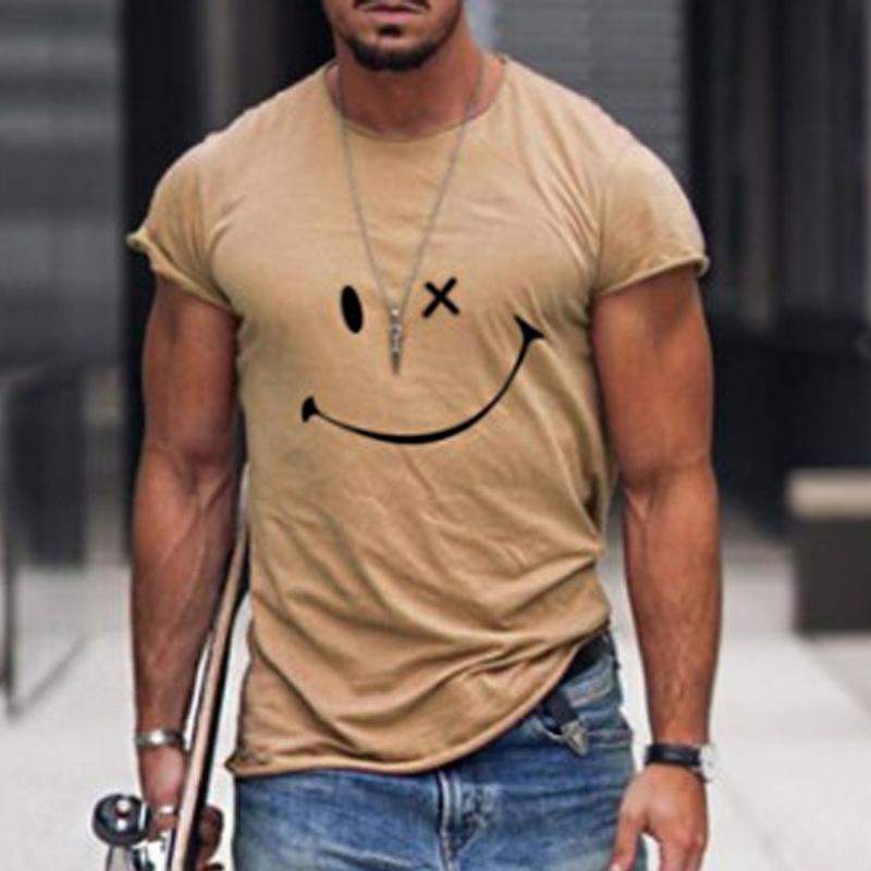 Herre-T-shirt med grafisk smiley