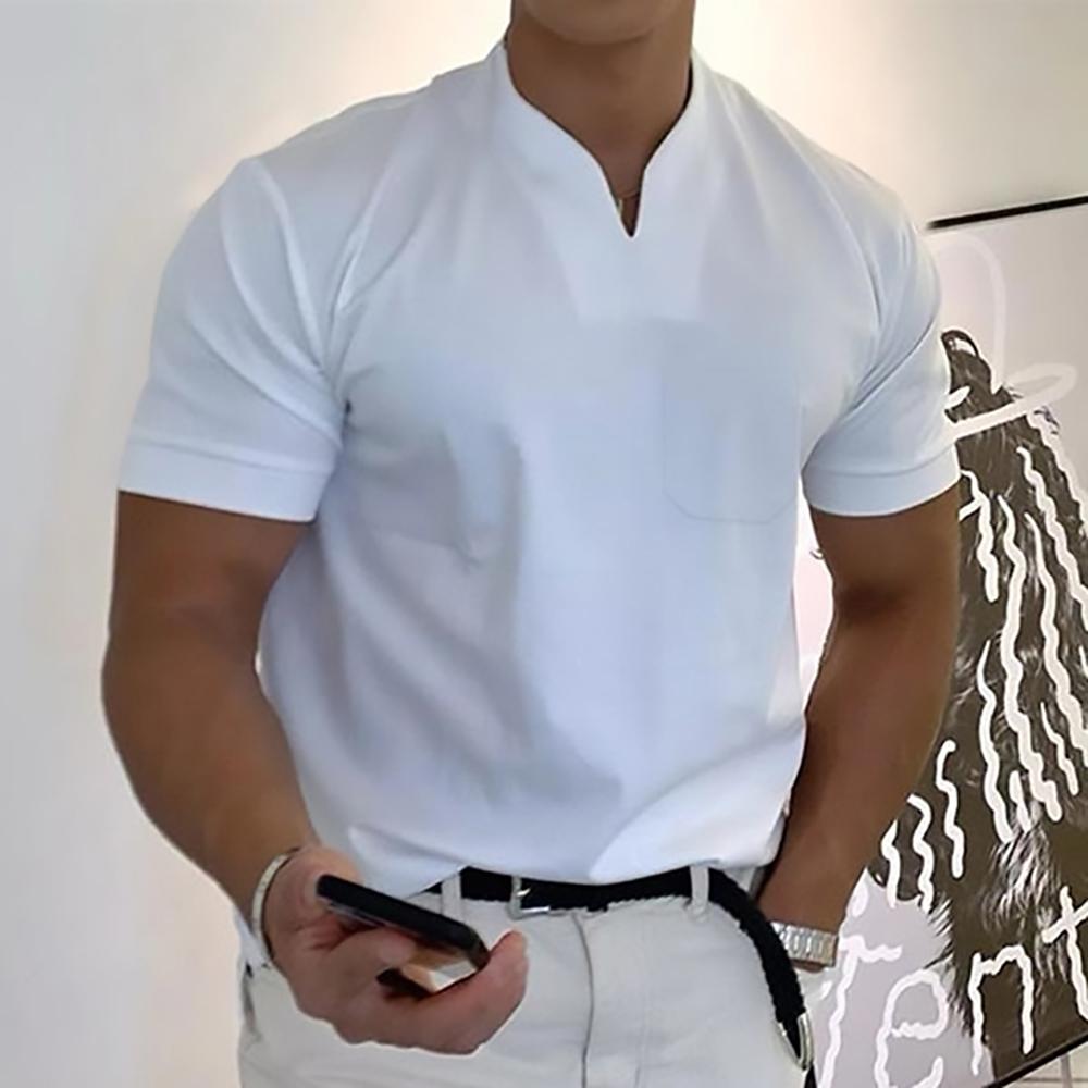 Herre T-shirt med kinakrave