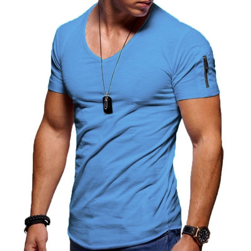 Herre T-shirt med V-hals og atletisk pasform