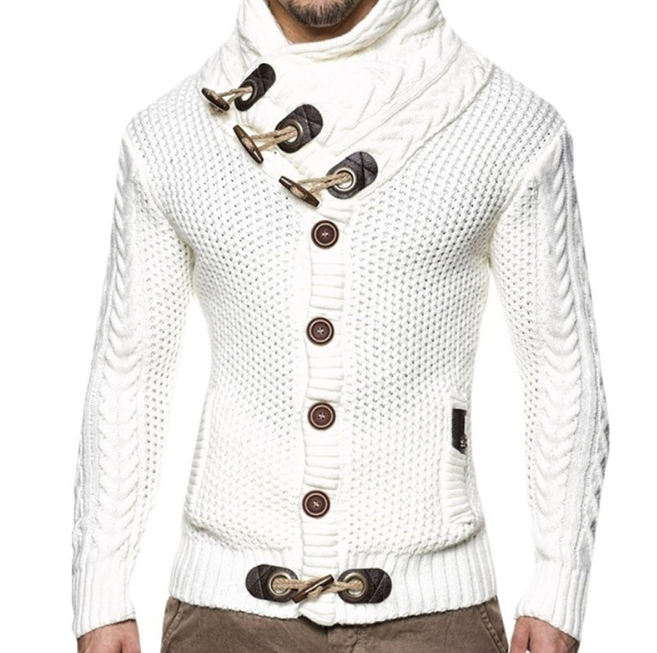 Herrecardigan med rullekrave | En stilfuld og casual herrecardigan