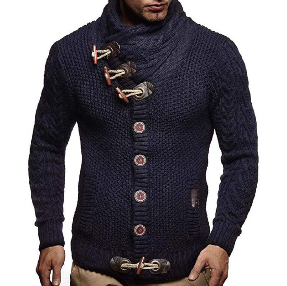 Herrecardigan med rullekrave | En stilfuld og casual herrecardigan