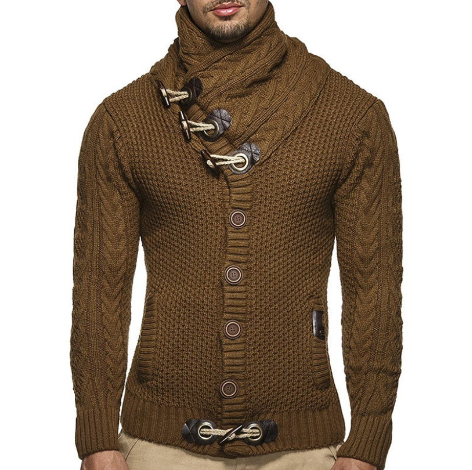 Herrecardigan med rullekrave | En stilfuld og casual herrecardigan