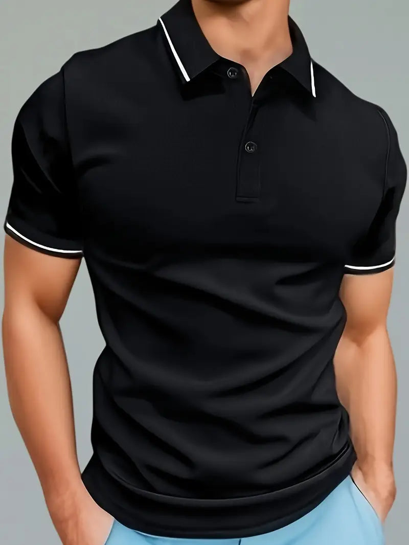 Herrepoloshirt med kontrasterende kanter