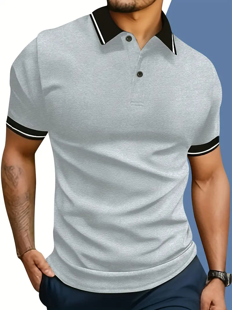 Herrepoloshirt med kontrasterende kanter