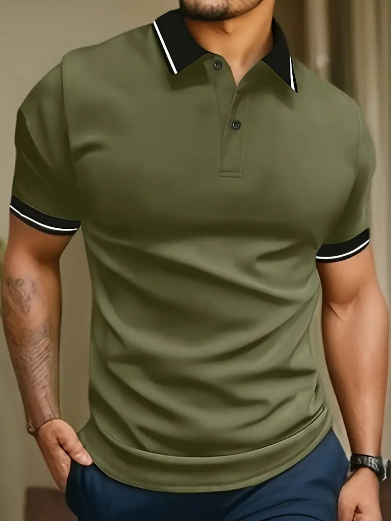 Herrepoloshirt med kontrasterende kanter
