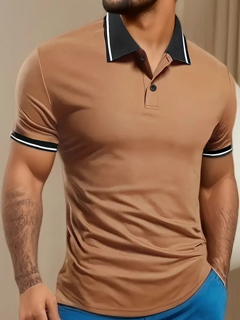 Herrepoloshirt med kontrasterende kanter