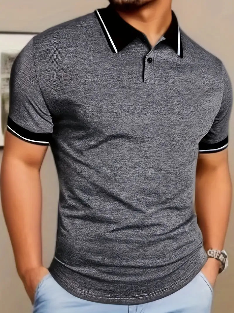 Herrepoloshirt med kontrasterende kanter