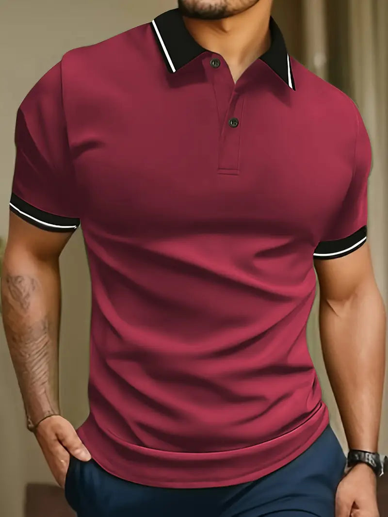 Herrepoloshirt med kontrasterende kanter