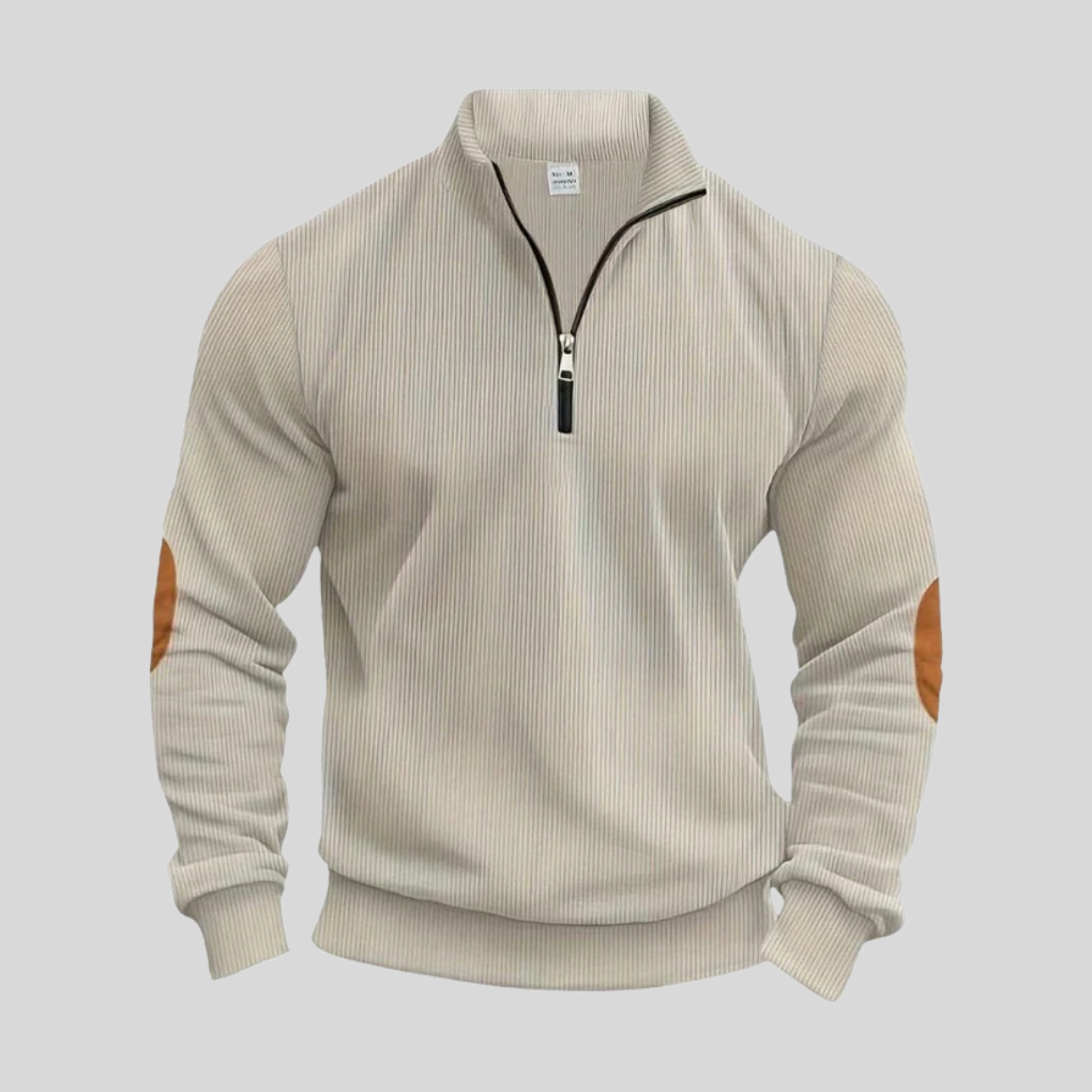 Herrepullover med ribkanter
