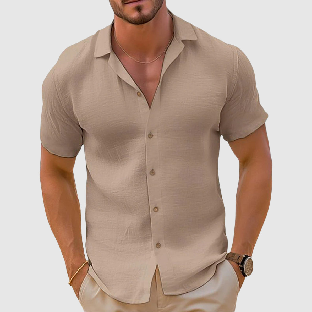 Herreskjorte med camp collar