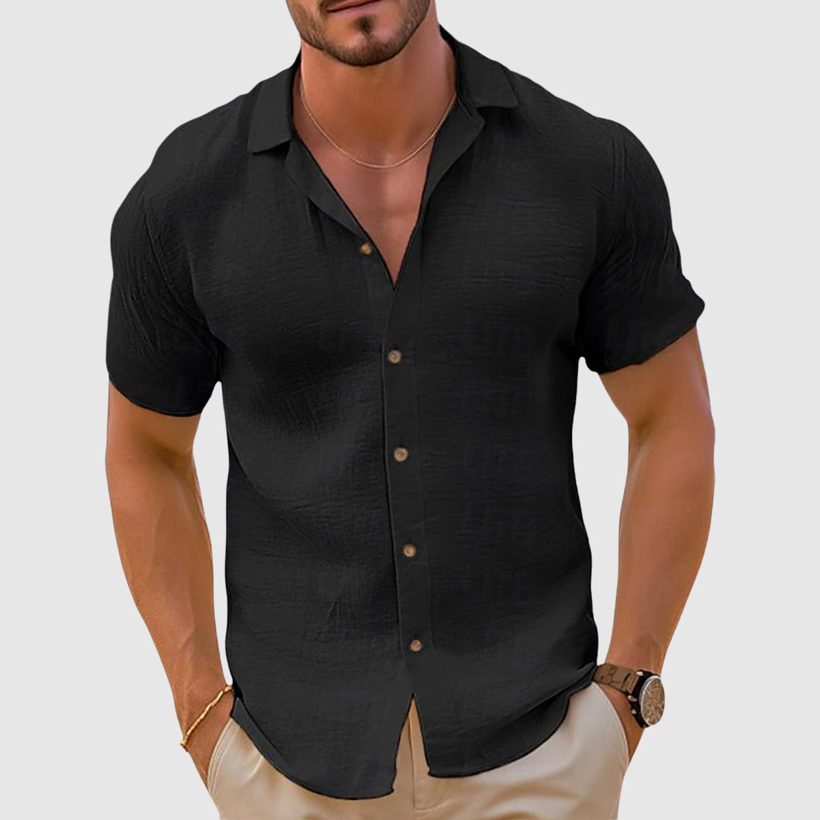 Herreskjorte med camp collar