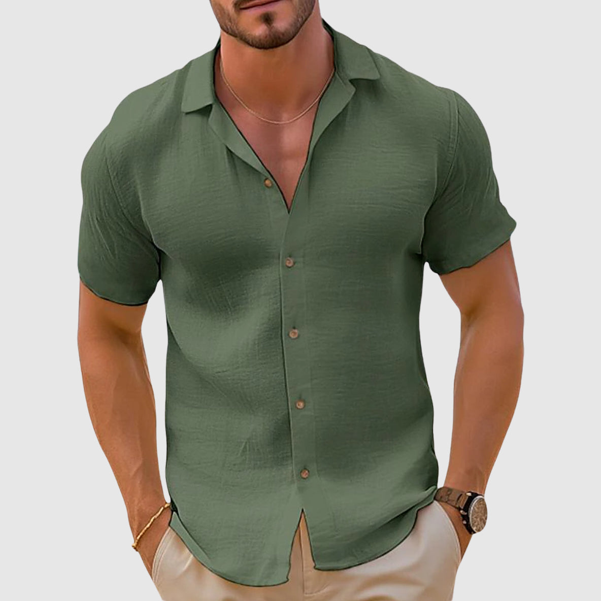 Herreskjorte med camp collar