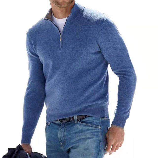 Herresweater med kort lynlås