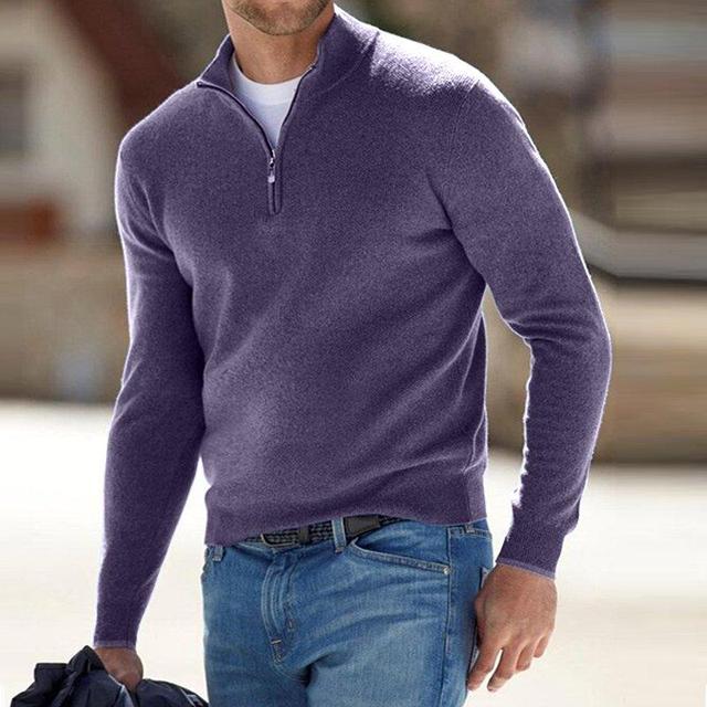 Herresweater med kort lynlås