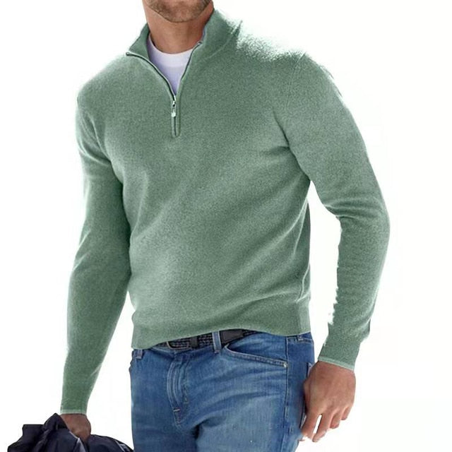 Herresweater med kort lynlås