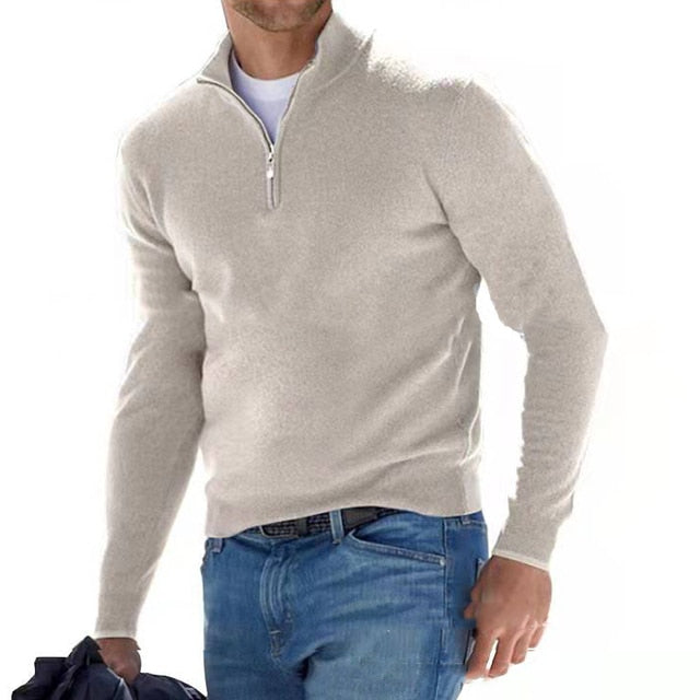 Herresweater med kort lynlås