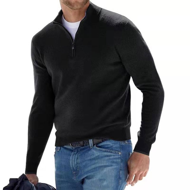Herresweater med kort lynlås