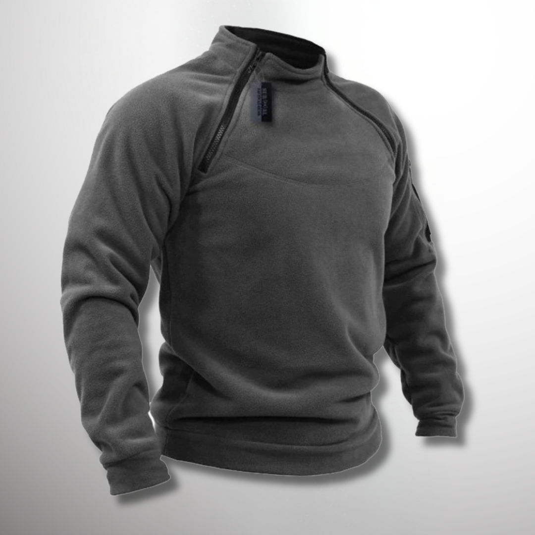 Herresweater med kvart lynlås og halv rullekrave