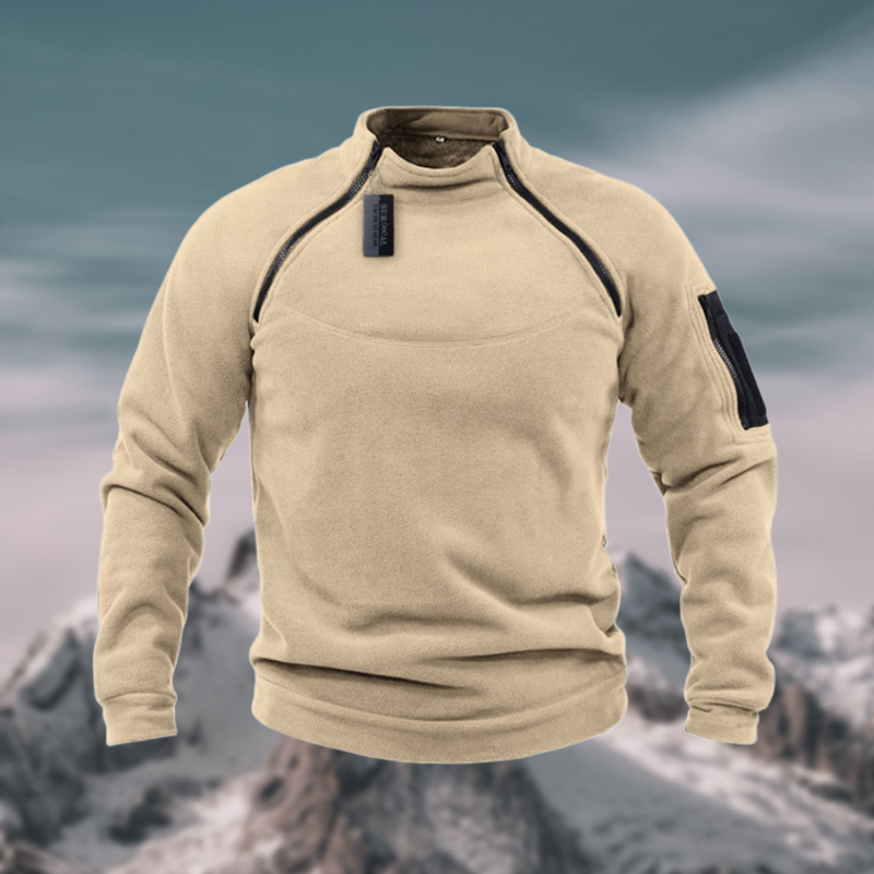Herresweater med kvart lynlås og halv rullekrave