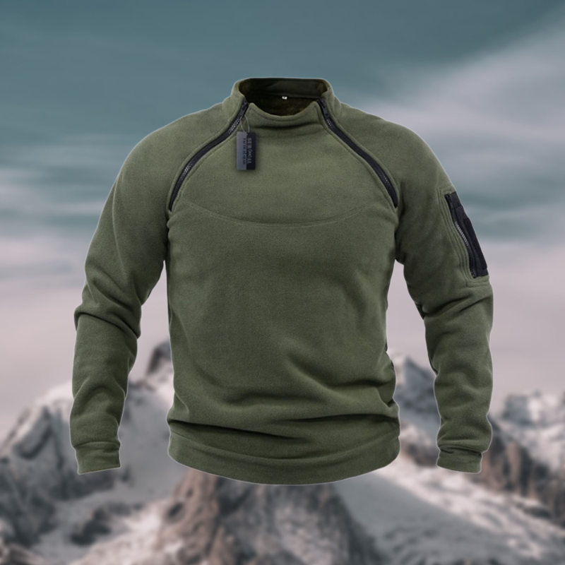Herresweater med kvart lynlås og halv rullekrave