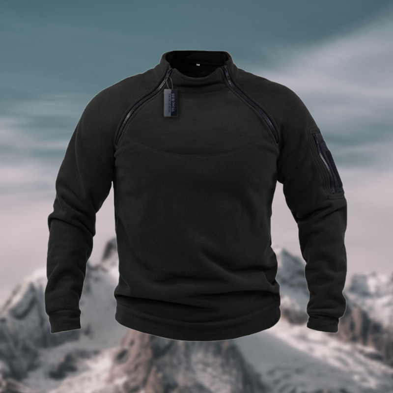 Herresweater med kvart lynlås og halv rullekrave