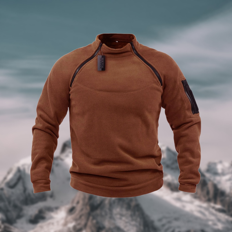Herresweater med kvart lynlås og halv rullekrave