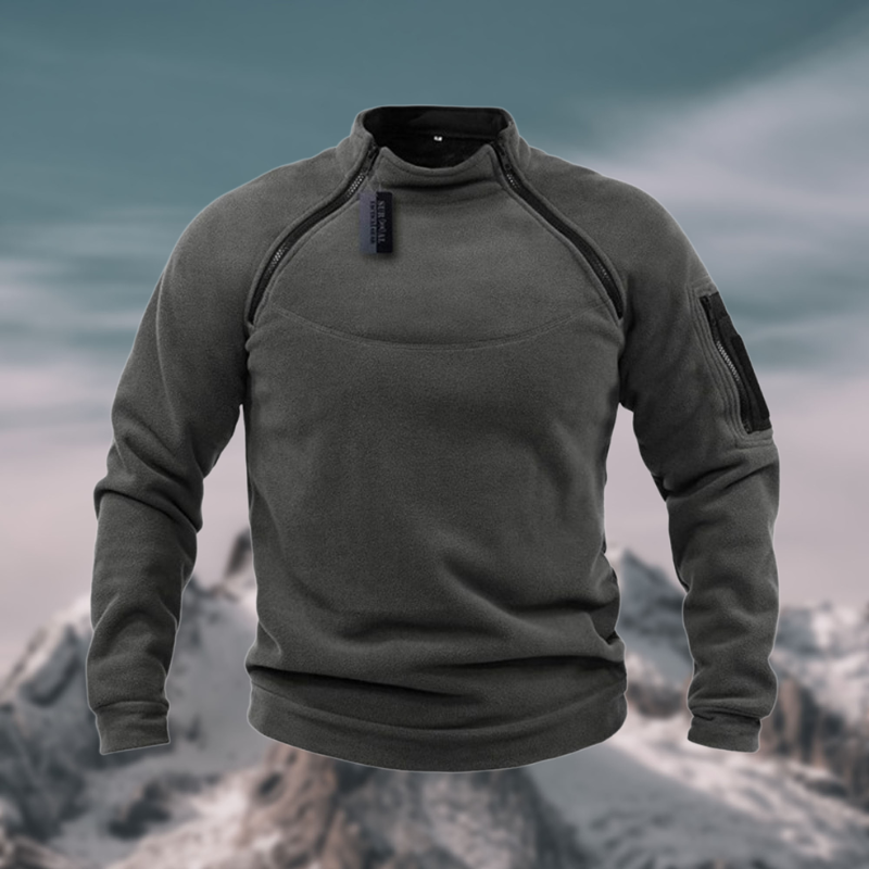Herresweater med kvart lynlås og halv rullekrave