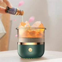 Himalaya-saltkrystallampe og diffuser til æteriske olier, USB-ultralydsluftfugter til hjemmet og kontoret