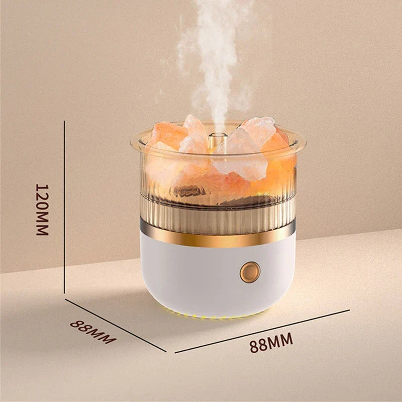 Himalaya-saltkrystallampe og diffuser til æteriske olier, USB-ultralydsluftfugter til hjemmet og kontoret