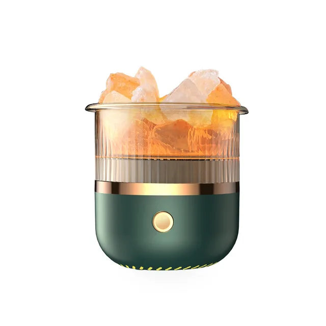 Himalaya-saltkrystallampe og diffuser til æteriske olier, USB-ultralydsluftfugter til hjemmet og kontoret