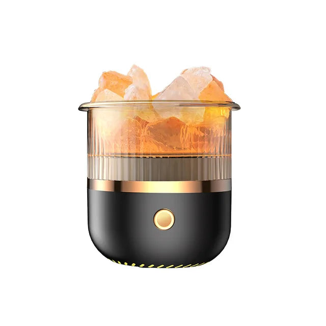Himalaya-saltkrystallampe og diffuser til æteriske olier, USB-ultralydsluftfugter til hjemmet og kontoret