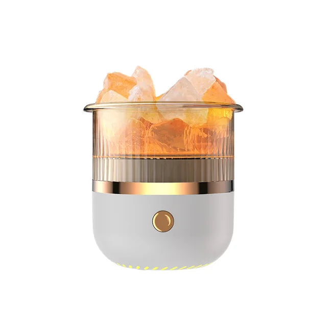 Himalaya-saltkrystallampe og diffuser til æteriske olier, USB-ultralydsluftfugter til hjemmet og kontoret