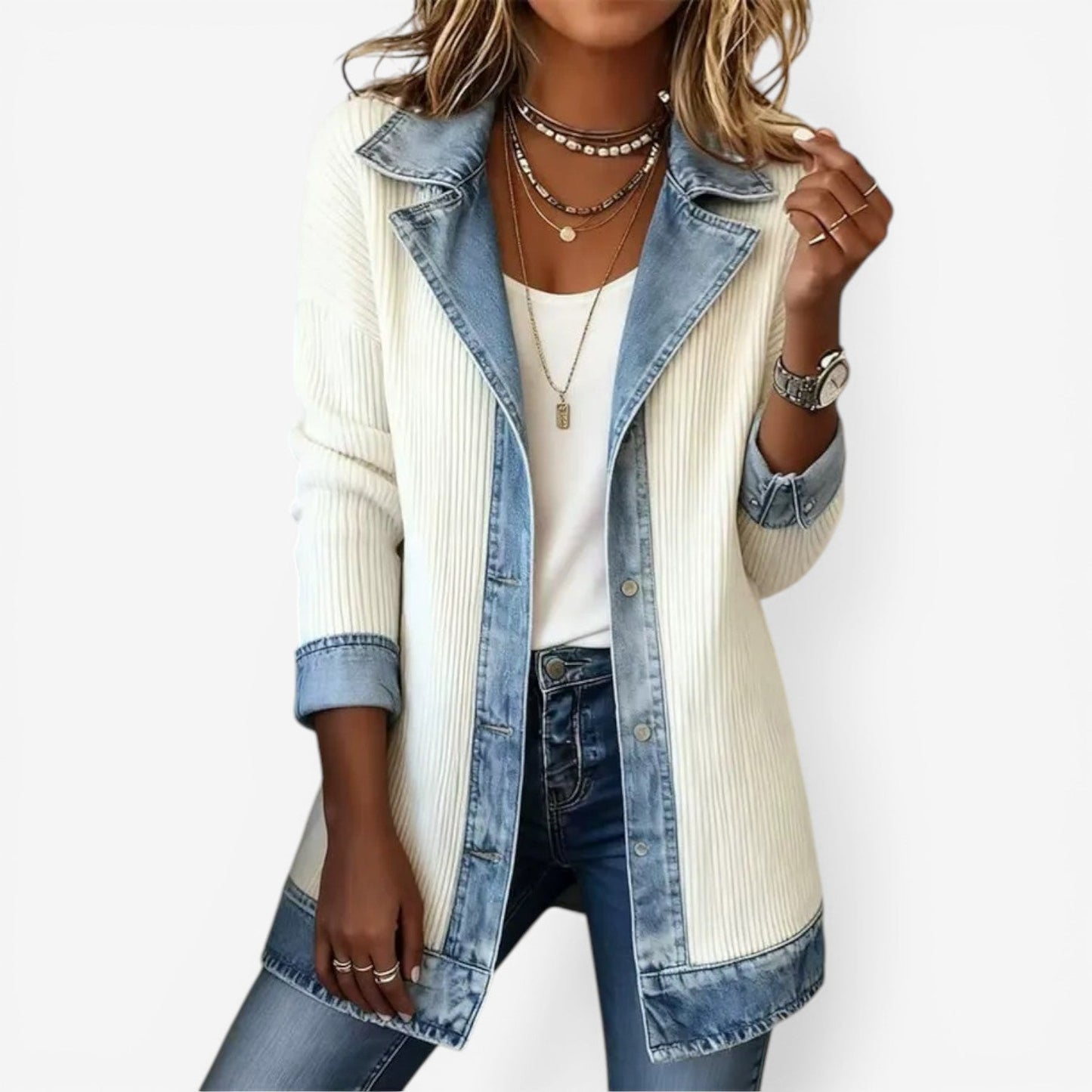 Hybrid-denimjakke til damer