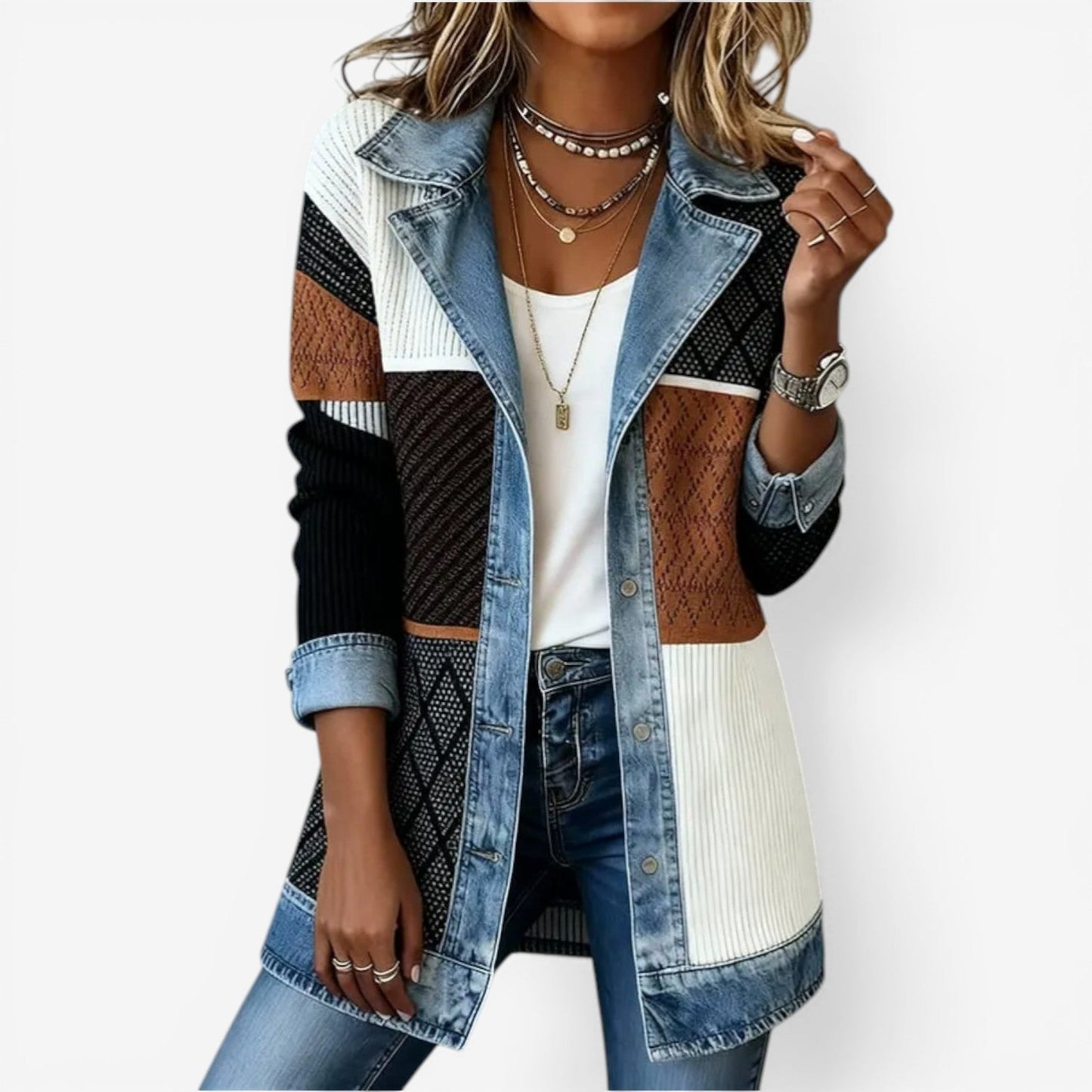 Hybrid-denimjakke til damer