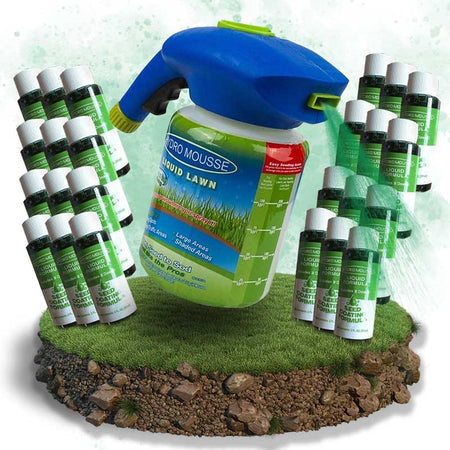Hydro Mousse flydende græsfrø på spray | Nem påføring til plæner med bare pletter og hårdt belastede områder